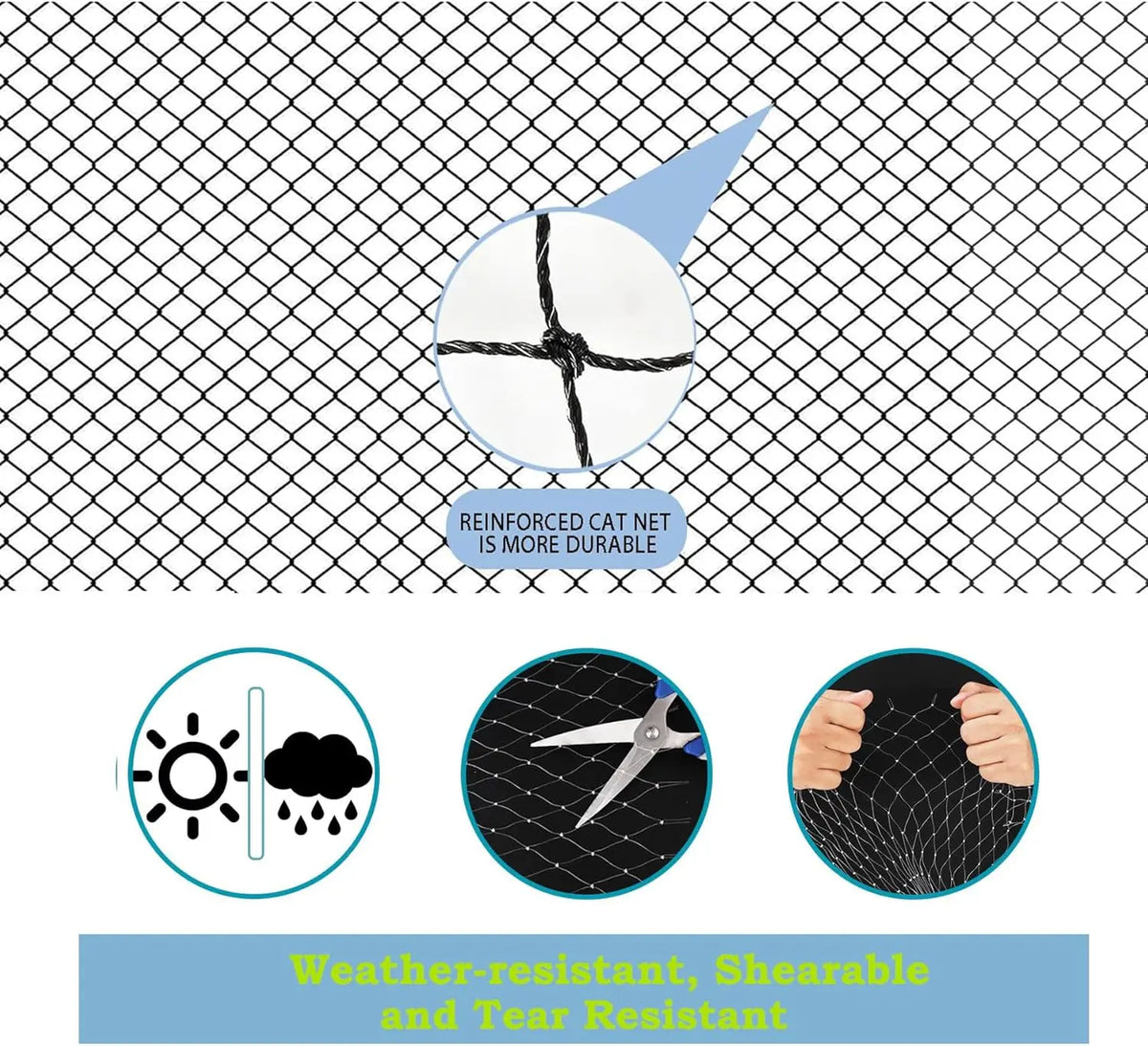 Cat Balcony Net-Steel Wire Reinforced Cat Safety Net, Anti-Fall Fence,Garden Net Anti Bird Netting, Extra Strong