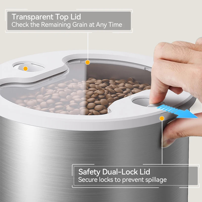 ROJECO 4.5L Stainless Steel Automatic Cat Feeder WiFi App Remote Control Voice Recording Smart Dog Food Dispenser Pet Supplies