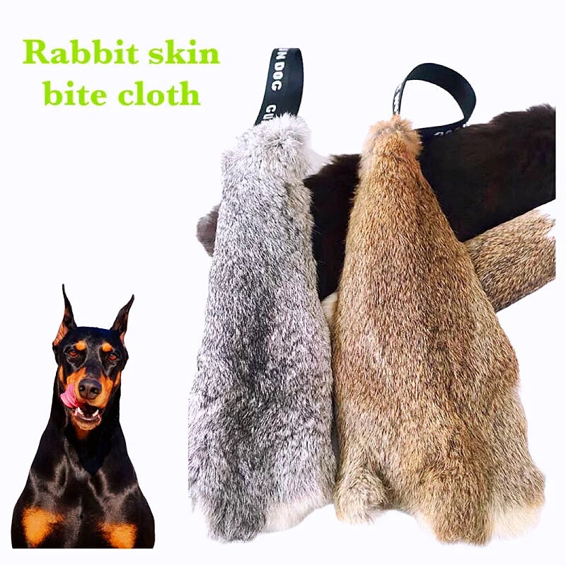 High-Quality Rabbit Skin Dog Bite Cloth Dog Bite Tug Toy Young Dog training interactive supplies Dog Chewing Toy Pet Supply