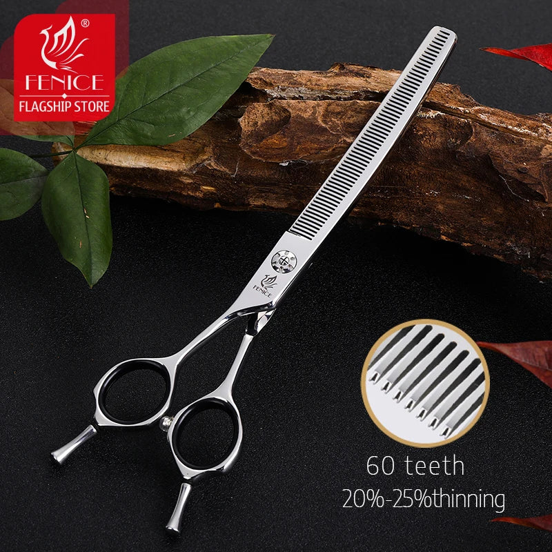 Fenice JP440C 7 Inch Left Hand Pet Dog Grooming Scissors Dog Scissors Curved Chunker & Thinning Scissors Shears for Pet Supplies