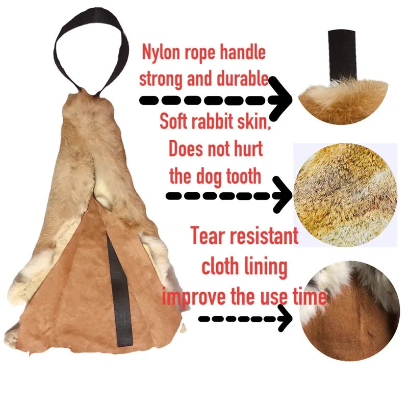High-Quality Rabbit Skin Dog Bite Cloth Dog Bite Tug Toy Young Dog training interactive supplies Dog Chewing Toy Pet Supply