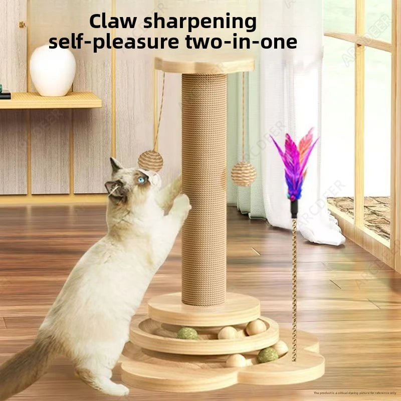 Cat Grab Column Cat Tower Durable Sisal Scratching Board Pet  Supplies Climbing Frame Funny Cat Stick Balls Happy Toys for