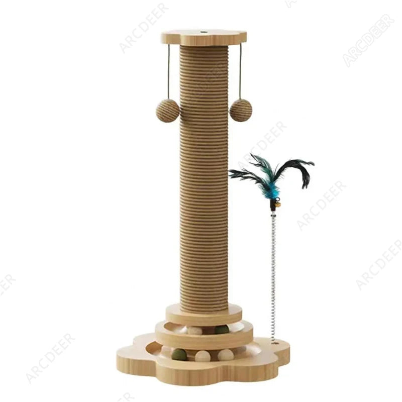 Cat Grab Column Cat Tower Durable Sisal Scratching Board Pet  Supplies Climbing Frame Funny Cat Stick Balls Happy Toys for