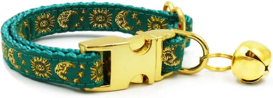 Celestial Pet Collar and Leash Set, Multiple Designs with Moons, Stars, Suns for Dogs and Cats, XX-Small Size