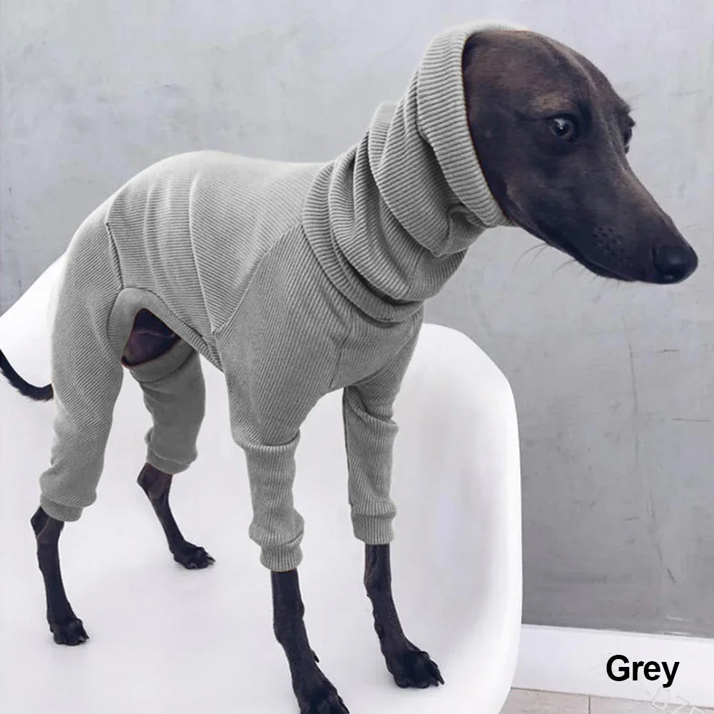 Fashion Four-legged Rib Dog Clothes Turtleneck Pet Sweater for Whippet Italian Greyhound Winter Pullover Jumpsuit for Big Dogs