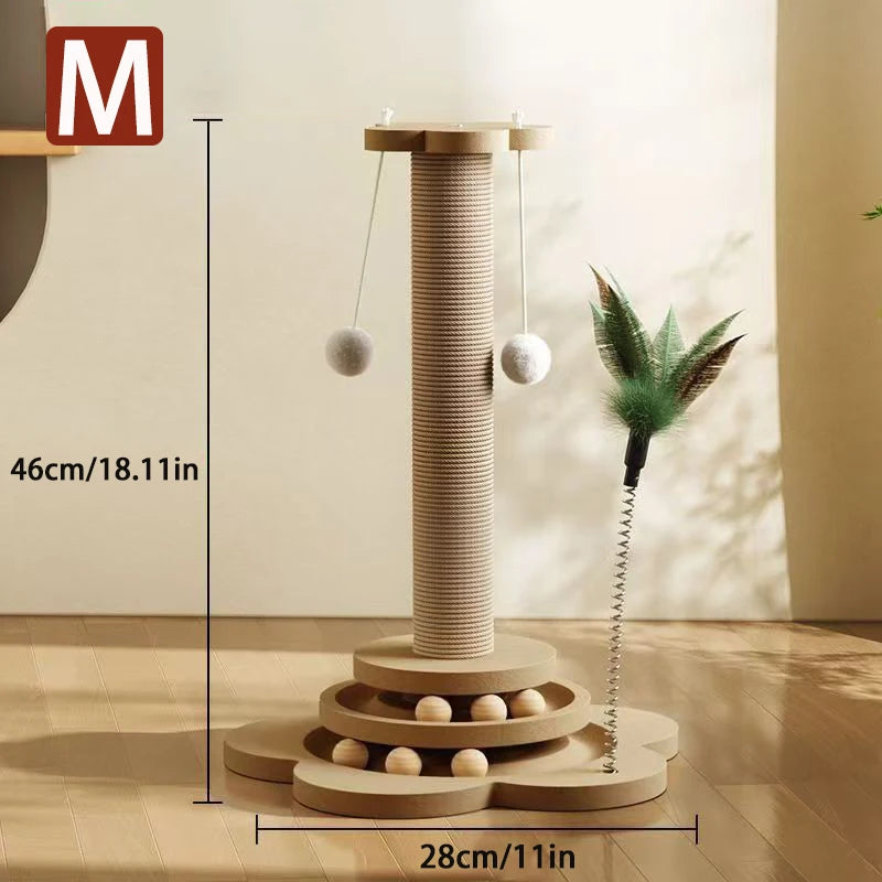 Cat Grab Column Cat Tower Durable Sisal Scratching Board Pet  Supplies Climbing Frame Funny Cat Stick Balls Happy Toys for