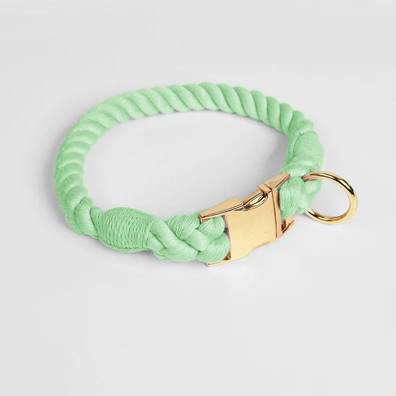 Loudik Wholesale Hand-woven Colored Cotton Rope Pet Collar Set Dog Leash Medium and Large Dog Pet Supplies Puppy Accessories