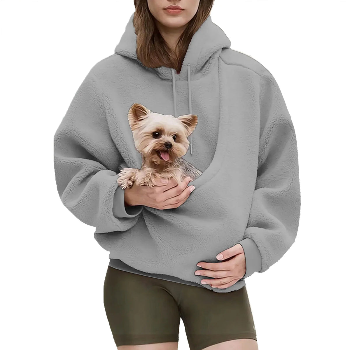 Amazon Bestseller Solid Color Kangaroo Hoodie Black Sweatshirt with Pet Pocket Cat Carrier Comfortable Unisex Hooded Sweatshirt