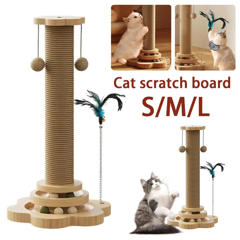 Cat Grab Column Cat Tower Durable Sisal Scratching Board Pet  Supplies Climbing Frame Funny Cat Stick Balls Happy Toys for