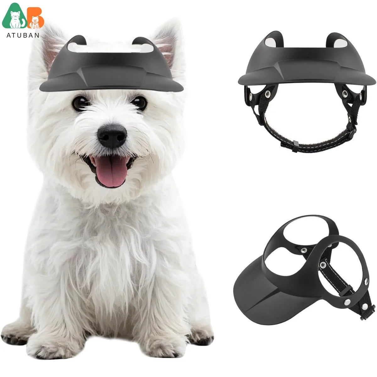 ATUBAN Dog Visor Motorcycle Sun Hat Ear Holes Adjustable for Small/Medium Dogs 16.5-27.5lb,Stylish Doggy Visor,Easy Wear