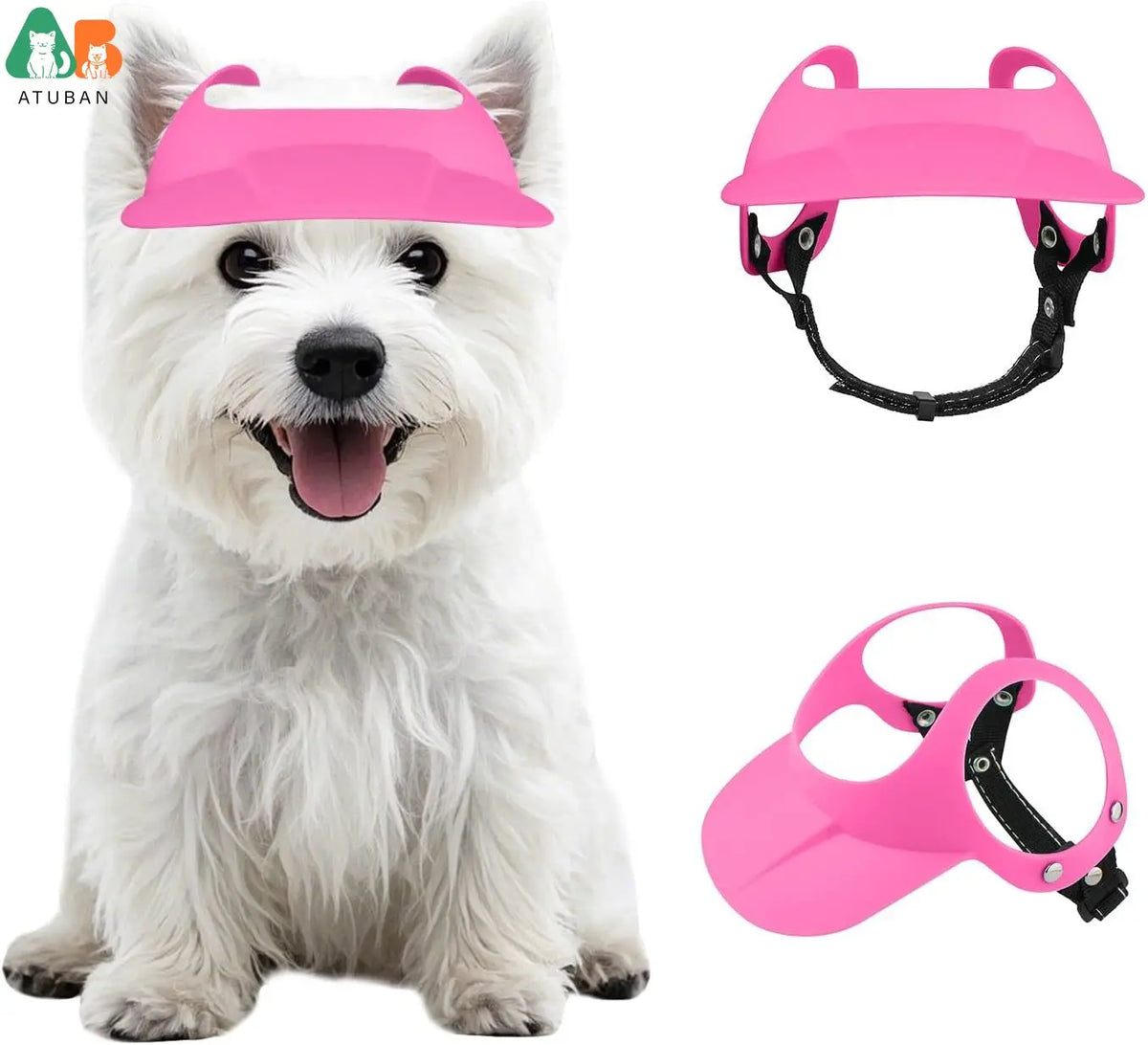 ATUBAN Dog Visor Motorcycle Sun Hat Ear Holes Adjustable for Small/Medium Dogs 16.5-27.5lb,Stylish Doggy Visor,Easy Wear