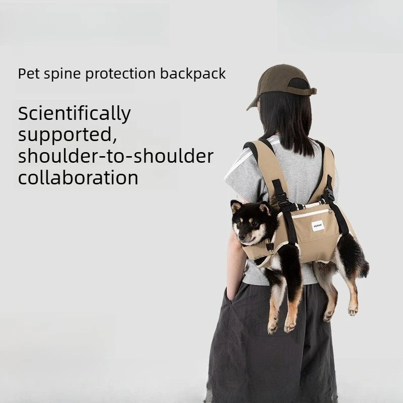 Horizontal Dog Backpack - Ergonomic Lumbar & Shoulder Support, Anti-Shake Full Wrap with Head Pad, 3-Way Carry S-XL