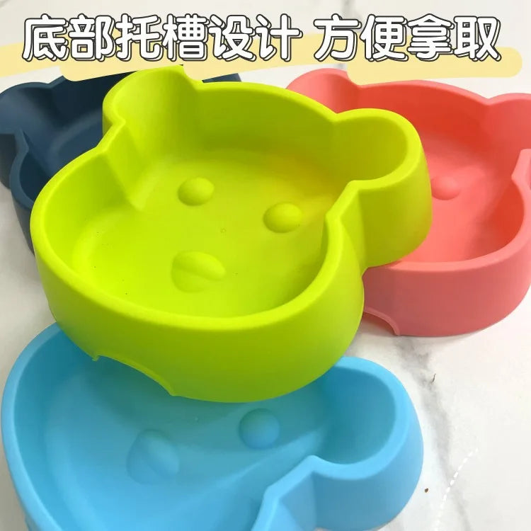 Thickened Cat Bowl, Bear-shaped Slow Food Bowl, Anti-choking, Anti-slip and Anti-tipping, Small Cat and Dog Bowl, Pet Supplies