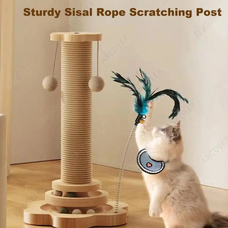 Cat Grab Column Cat Tower Durable Sisal Scratching Board Pet  Supplies Climbing Frame Funny Cat Stick Balls Happy Toys for