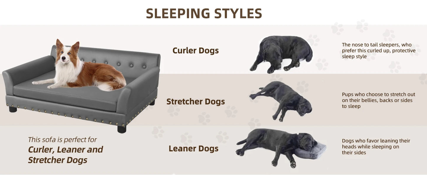 BINGOPAW Rectangle Pet Bed for Medium and Large Dogs, Durable Elevated Dog Sofa Bed, Comfortable Dog Couch, Modern Dog Sofa