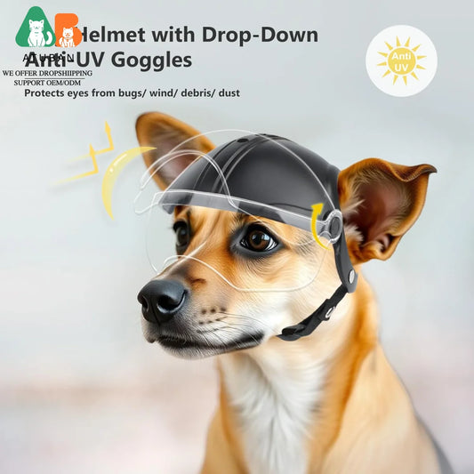 ATUBAN Dog Helmet for Small Breed Cool Pet Motorcycle Helmet with Drop-Down Clear Visor for Small Dogs Head Circumstance OEM/ODM
