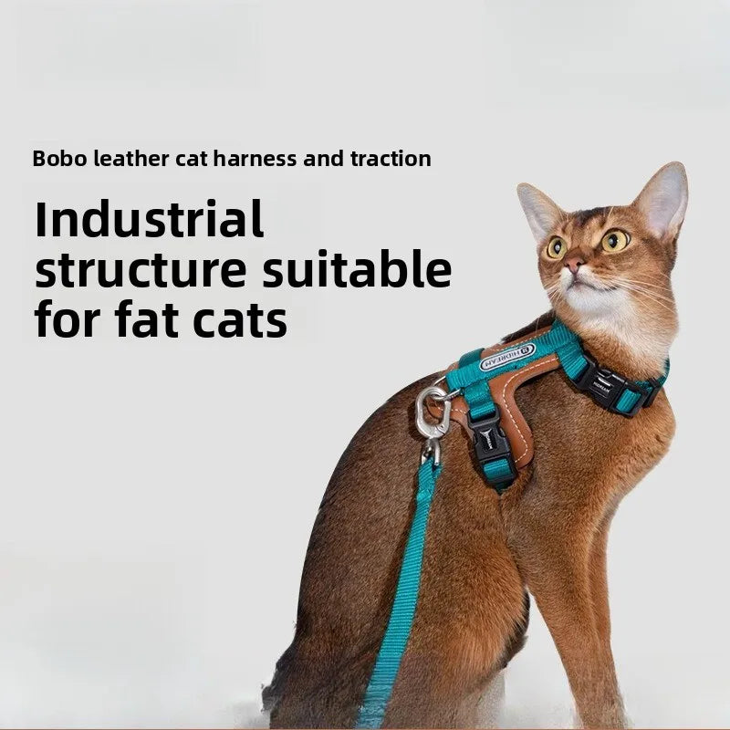 Lightweight H-Shape Cat Harness & Lead Set, Adjustable for 0-8kg Cats, Escape Proof Leather Padded Vest