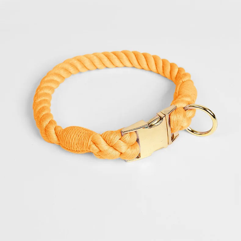 Loudik Wholesale Hand-woven Colored Cotton Rope Pet Collar Set Dog Leash Medium and Large Dog Pet Supplies Puppy Accessories