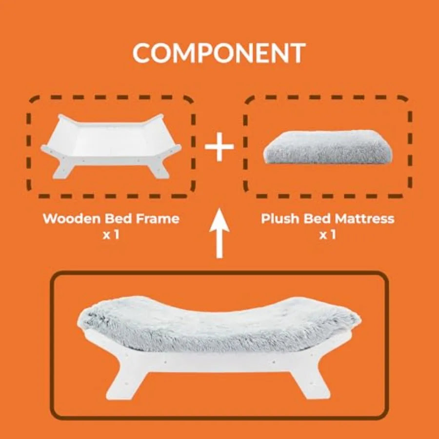 Wood Elevated Dog Bed Frame and Egg Crate Foam Mattress Luxurious Suitable for Pets Up to 80 lbs Walnut L