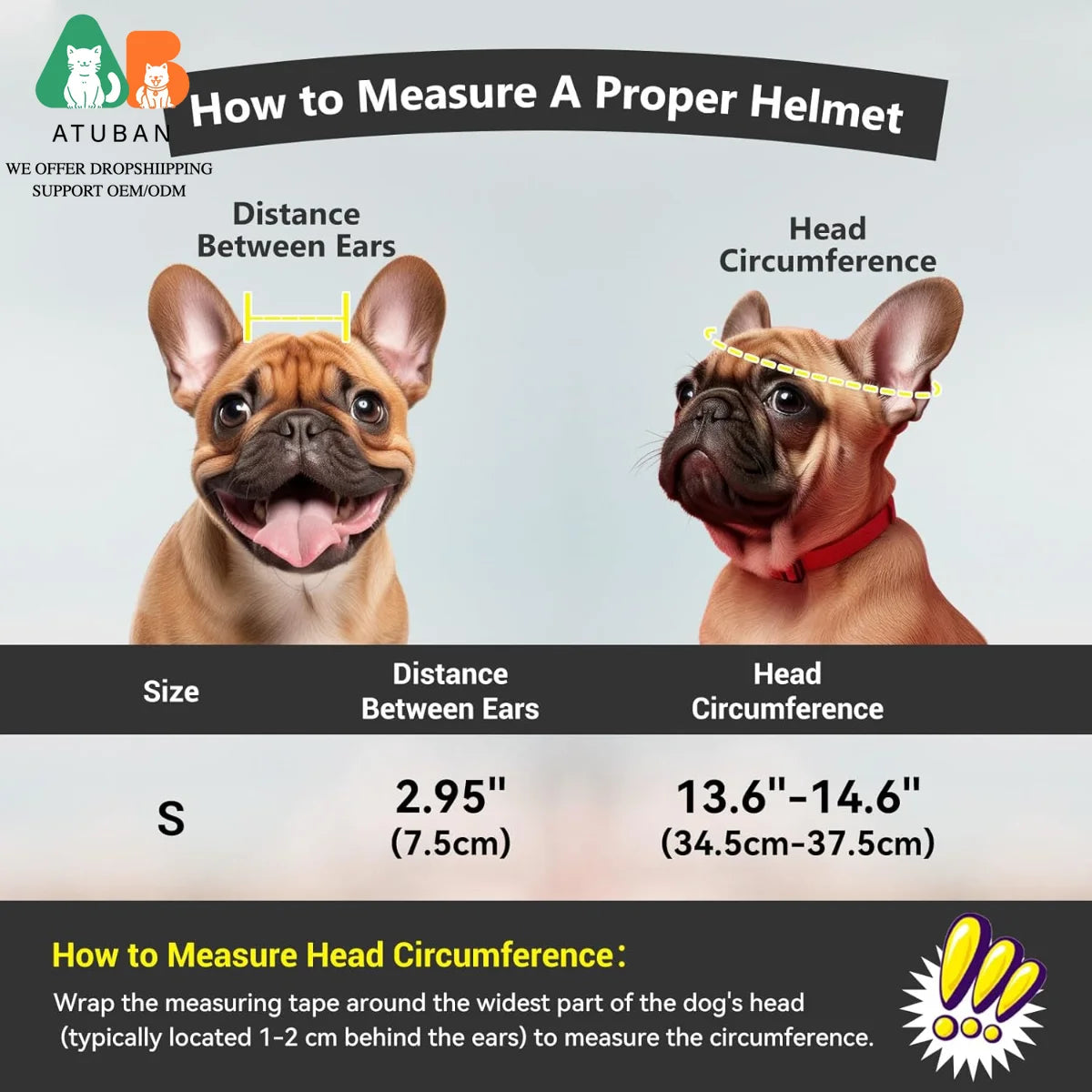 ATUBAN Dog Helmet for Small Breed Cool Pet Motorcycle Helmet with Drop-Down Clear Visor for Small Dogs Head Circumstance OEM/ODM