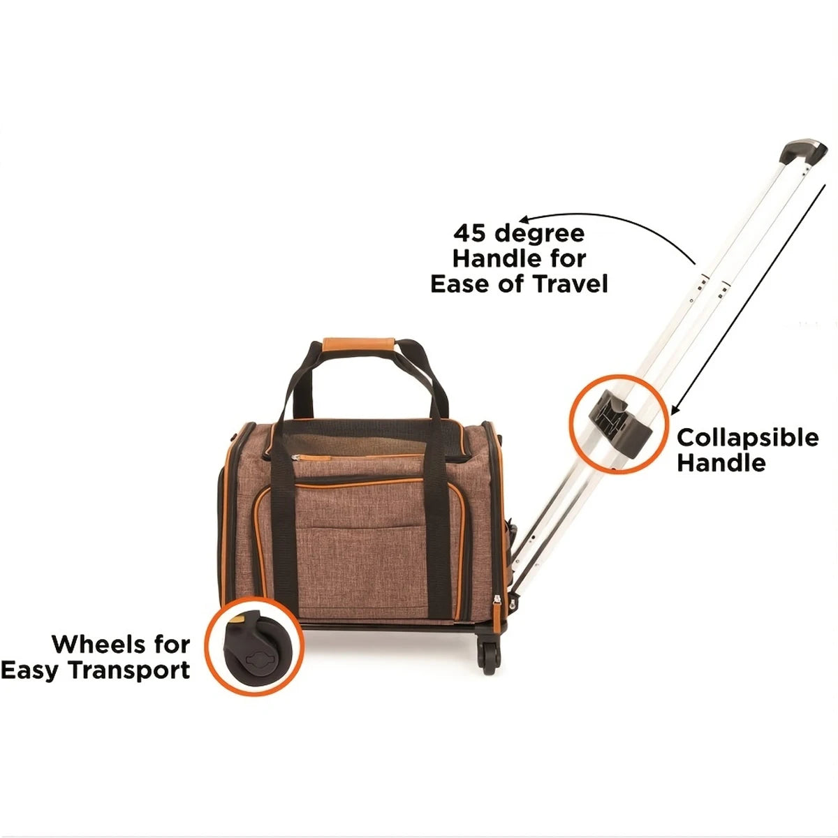 Airline-Certified Expandable Luxury Pet Carrier (With Wheels) - Dual-Wheel Pet Carrier - Pet Carrier with Retractable Handle