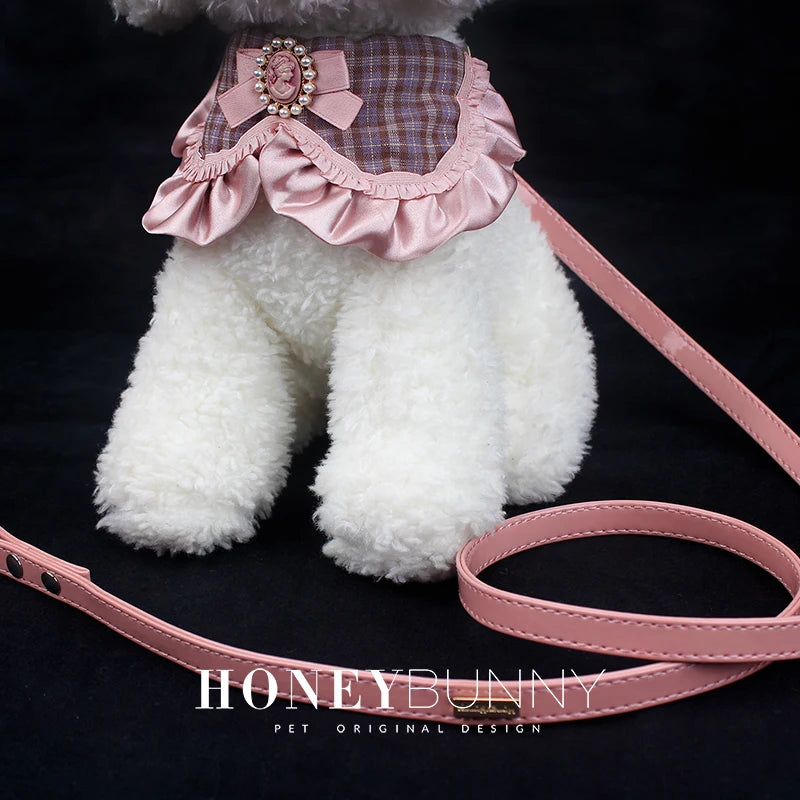 French Princess Pet Accessories Dog Collar Leash Pearl Bow Lace Bib Small Bichon Walking Leash Pet Supplies Puppy Accessories