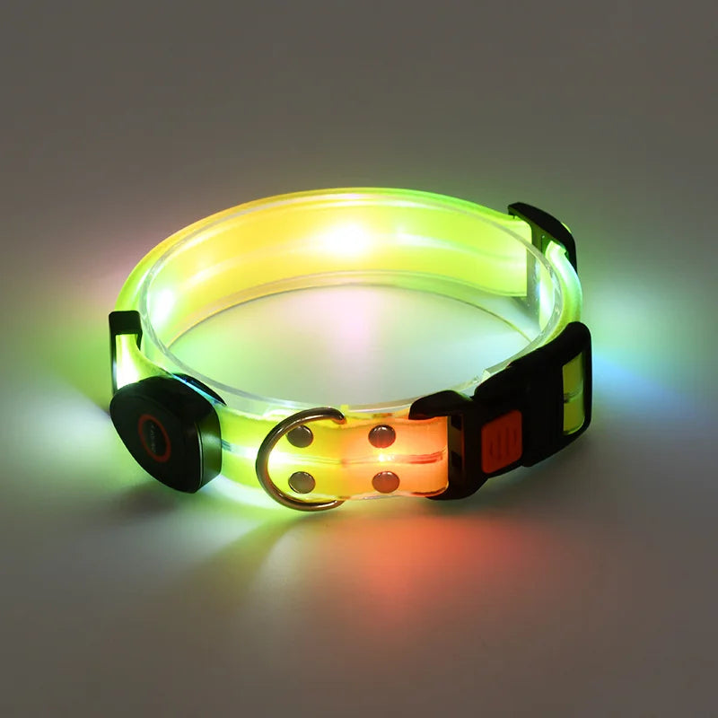 Pet Light-up Collar Leash LED Flashing Collar USB Charging Dog Walking Pulling Belt Adjustable Dog Collar Anti-Lost Pet Supplies