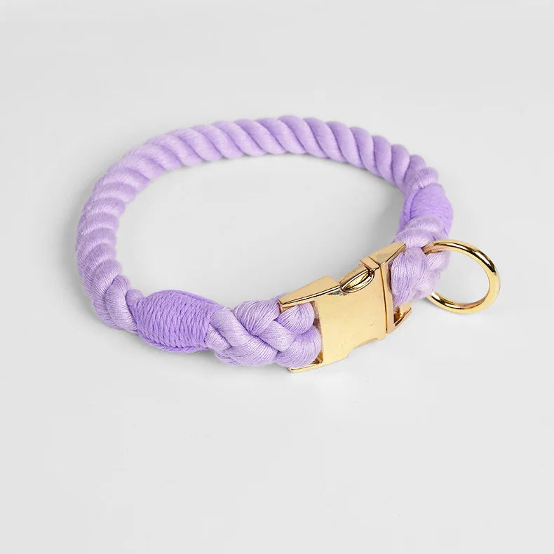 Loudik Wholesale Hand-woven Colored Cotton Rope Pet Collar Set Dog Leash Medium and Large Dog Pet Supplies Puppy Accessories