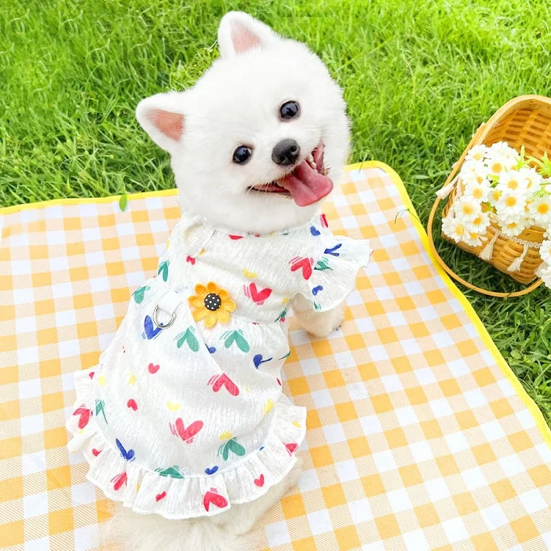 Princess Style Dog Dresses Summer Strawberry Dress for Dog Pet Puppy Clothes Cute Print Cat Wedding Skirt Chihuahua Dog Clothes