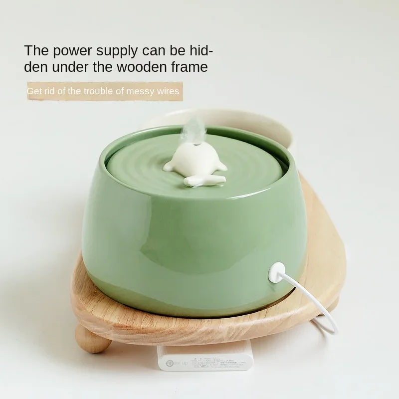 Cat Ceramic Automatic Circulating Filter Water Dispenser Pet Supplies Flow Mute Cat Dog Bowl Live Water Feeder Pet Supplies