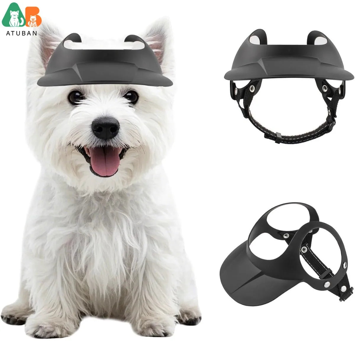 ATUBAN Dog Visor Motorcycle Sun Hat Ear Holes Adjustable for Small/Medium Dogs 16.5-27.5lb,Stylish Doggy Visor,Easy Wear