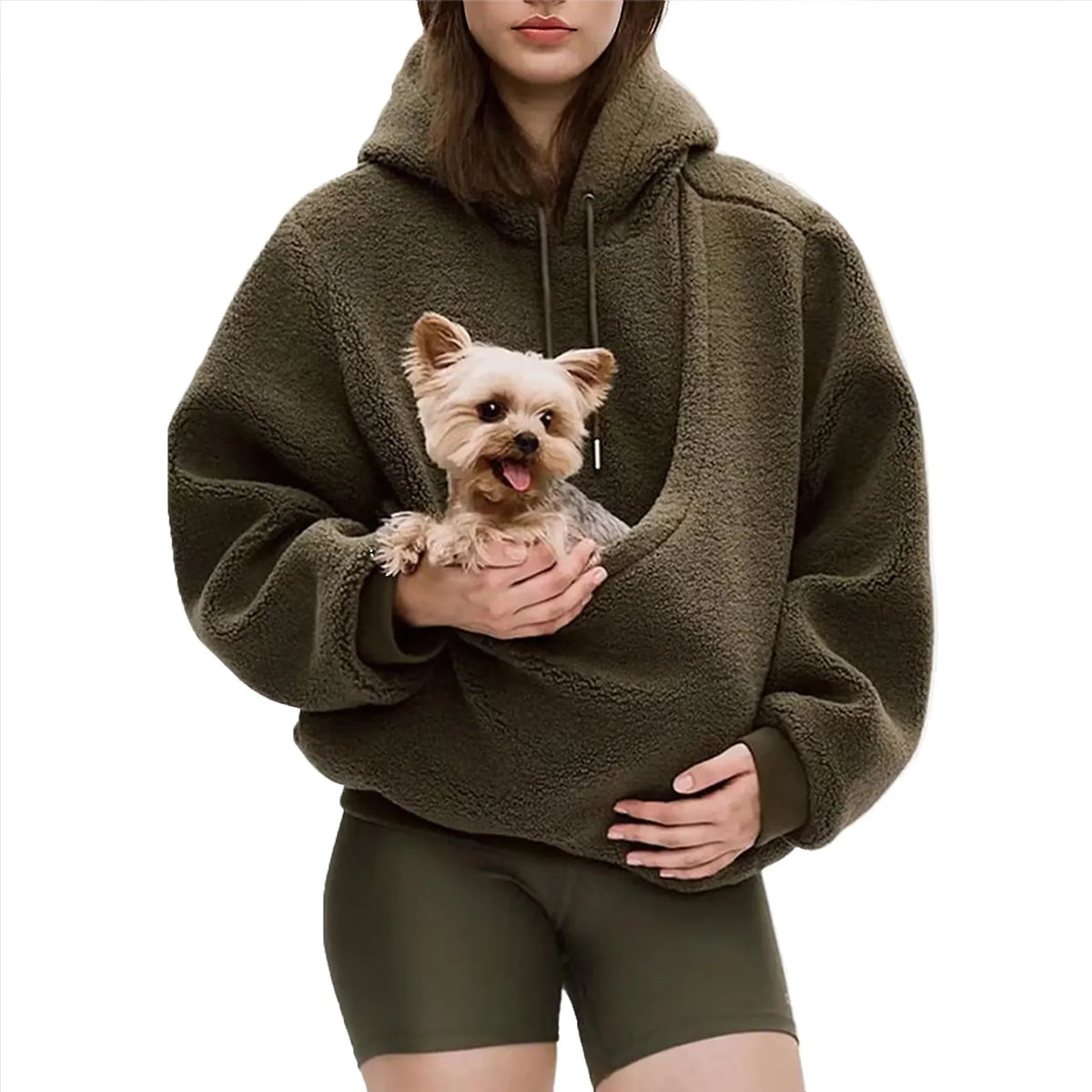 Amazon Bestseller Solid Color Kangaroo Hoodie Black Sweatshirt with Pet Pocket Cat Carrier Comfortable Unisex Hooded Sweatshirt