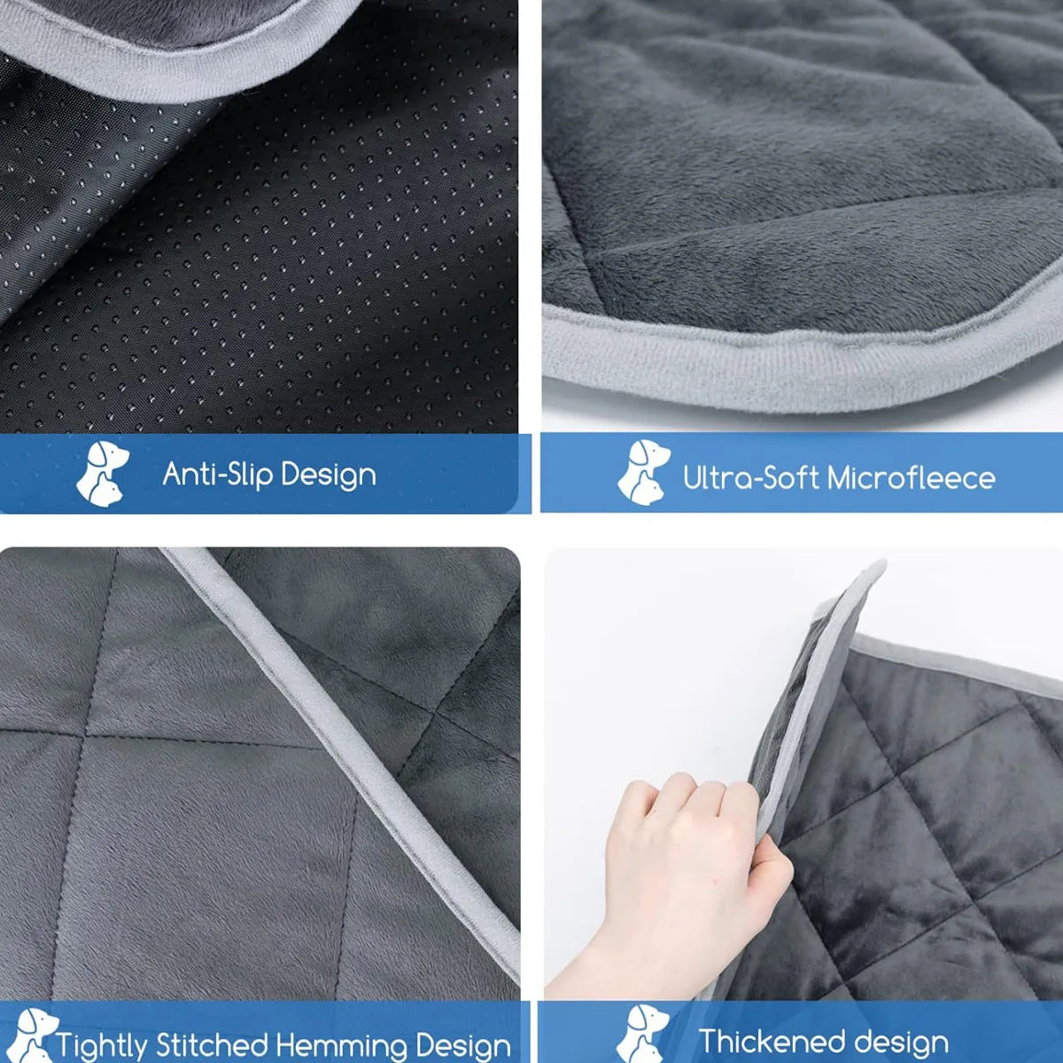 Self Heating Pet Pad Extra Warm Thermal Dog Crate Pad Washable Anti-Slip Kennel Mat Pet Supplies for Medium Small Dogs and Cats