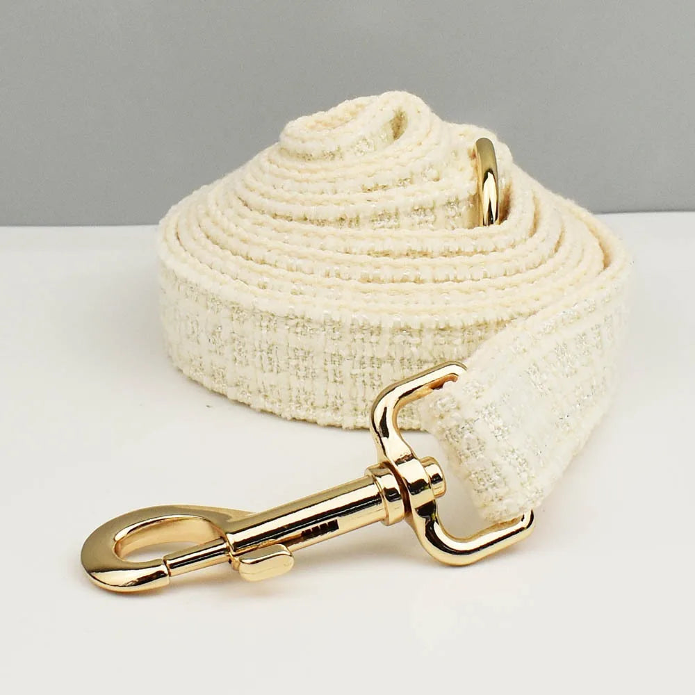 White Dog Collar Luxury New Adjustable Dog Harness Dogs Leash Engravable Metal Buckle Set for Small and Medium Dogs Pet Supplies