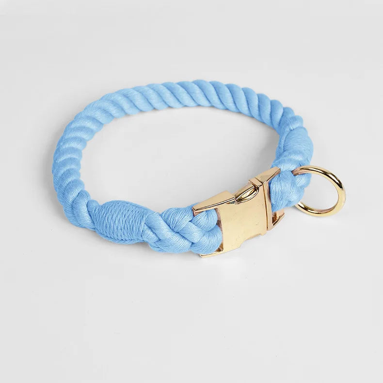 Loudik Wholesale Hand-woven Colored Cotton Rope Pet Collar Set Dog Leash Medium and Large Dog Pet Supplies Puppy Accessories
