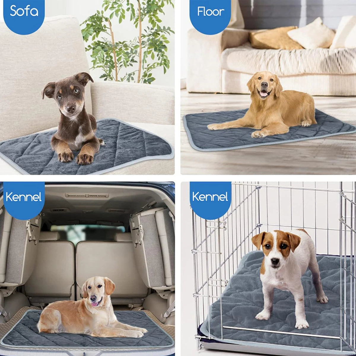 Self Heating Pet Pad Extra Warm Thermal Dog Crate Pad Washable Anti-Slip Kennel Mat Pet Supplies for Medium Small Dogs and Cats