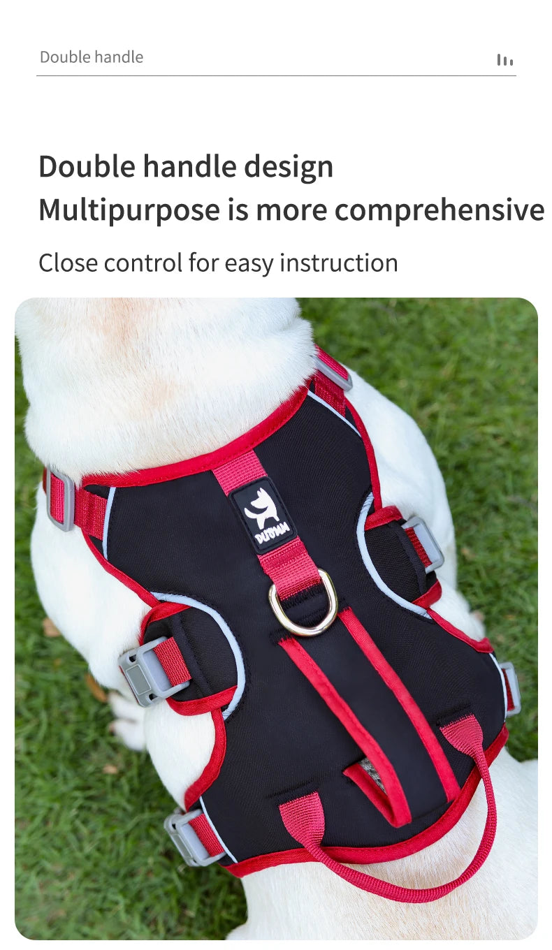 No-tension dog harness for outdoor walking, breathable, reflective, adjustable small dog harness, French bulldog pet supplies