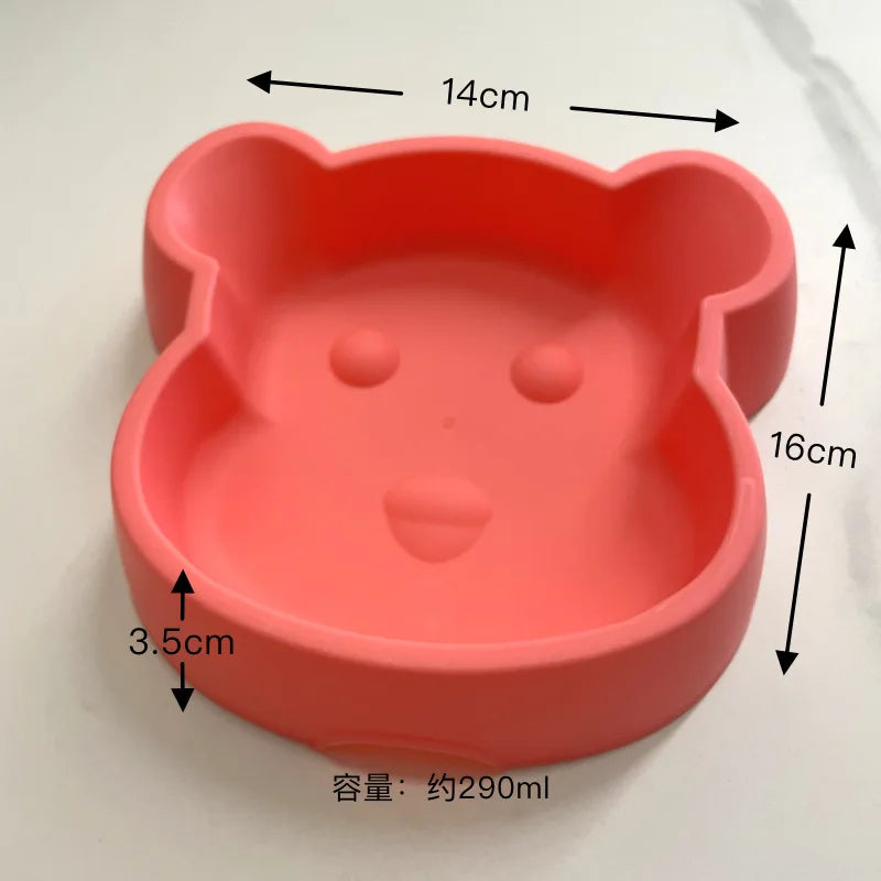 Thickened Cat Bowl, Bear-shaped Slow Food Bowl, Anti-choking, Anti-slip and Anti-tipping, Small Cat and Dog Bowl, Pet Supplies