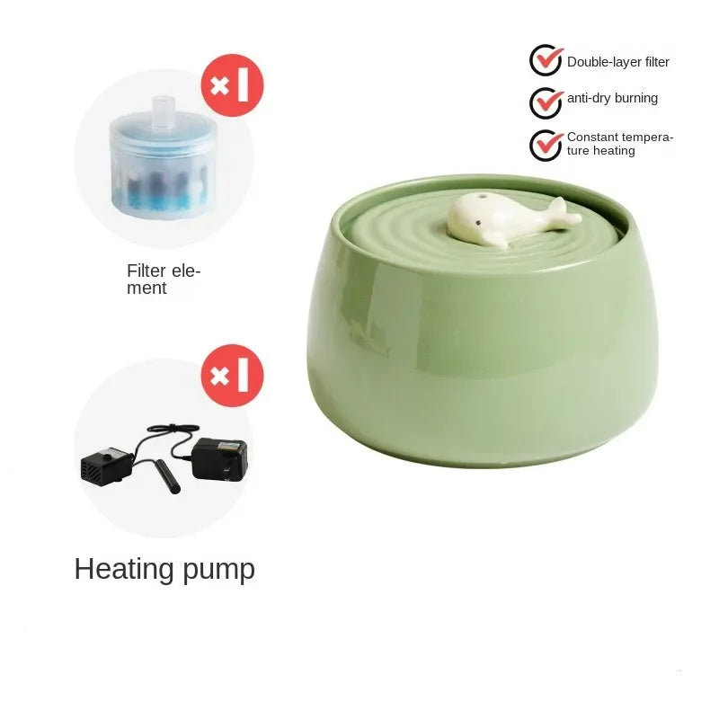 Cat Ceramic Automatic Circulating Filter Water Dispenser Pet Supplies Flow Mute Cat Dog Bowl Live Water Feeder Pet Supplies