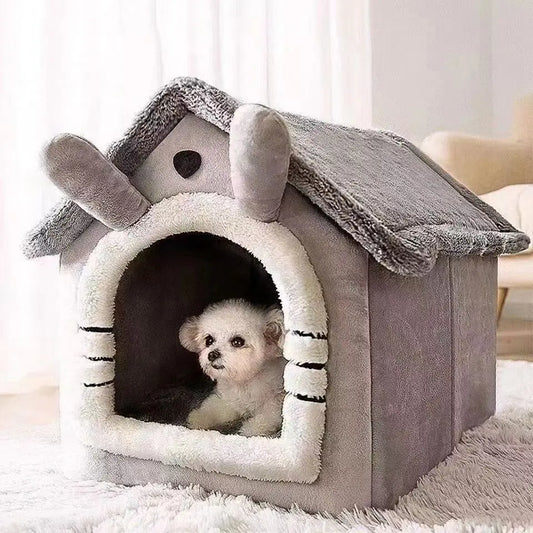 House Style Pet Bed for Small Dogs & Cats - All Season Removable Washable Dog House Winter Warm Teddy Bed Pet Supplies