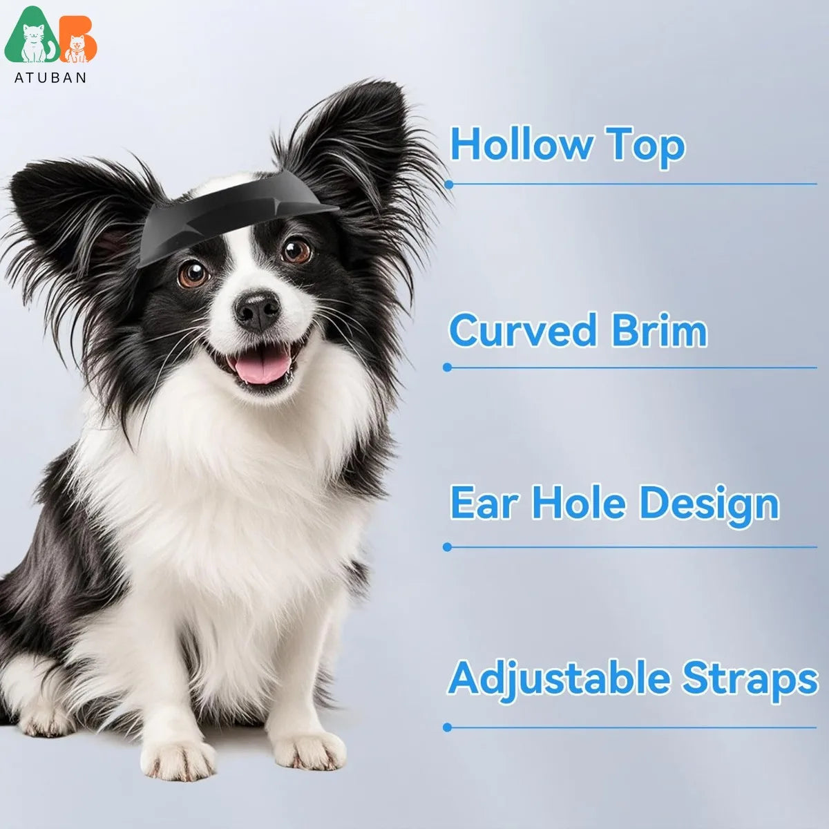 ATUBAN Dog Visor Motorcycle Sun Hat Ear Holes Adjustable for Small/Medium Dogs 16.5-27.5lb,Stylish Doggy Visor,Easy Wear