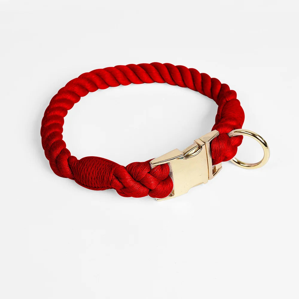 Loudik Wholesale Hand-woven Colored Cotton Rope Pet Collar Set Dog Leash Medium and Large Dog Pet Supplies Puppy Accessories