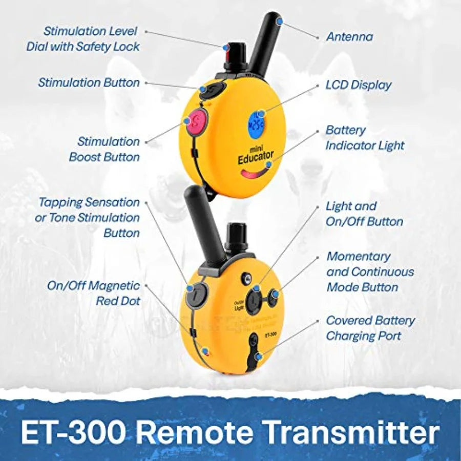 ET-300 Mini E Collar for Dog Training with Remote - 1/2 Mile Range Waterproof 100 Blunt Stimulation Levels Tone or Vibration Mo
