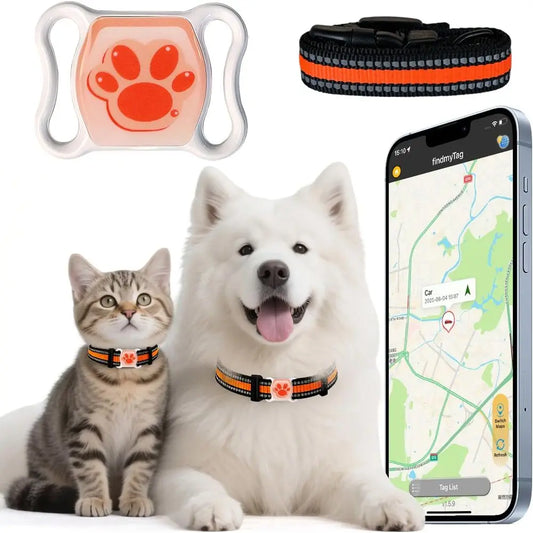 Pet GPS Tracker for Dogs & Cats - No Monthly Fee/Subscription, Free Pet Collar Included | Waterproof, Anti-Lost, Real-Time Track