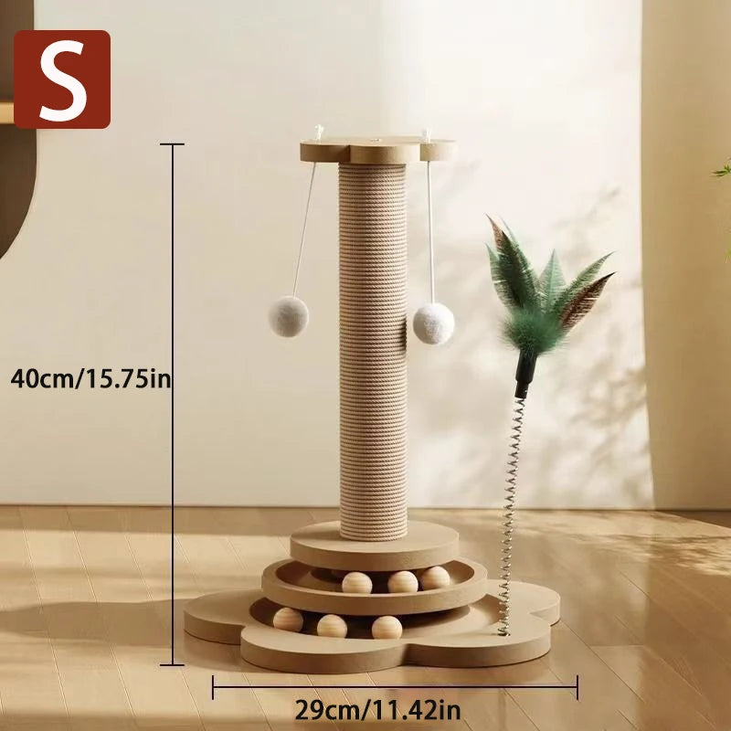Cat Grab Column Cat Tower Durable Sisal Scratching Board Pet  Supplies Climbing Frame Funny Cat Stick Balls Happy Toys for