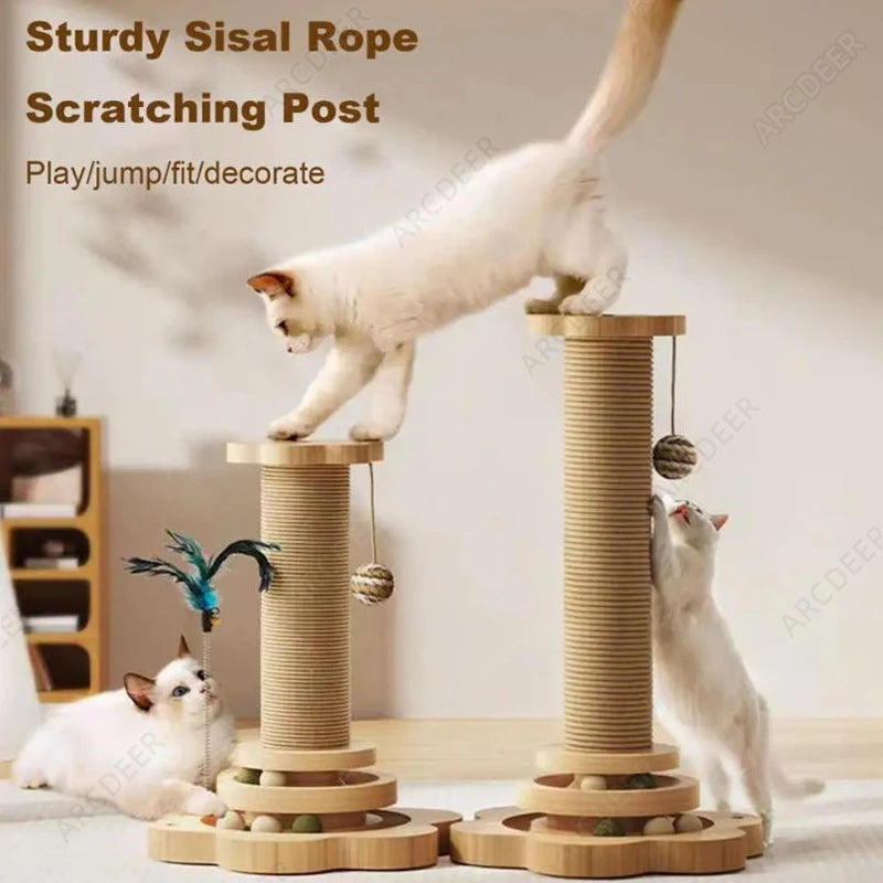 Cat Grab Column Cat Tower Durable Sisal Scratching Board Pet  Supplies Climbing Frame Funny Cat Stick Balls Happy Toys for