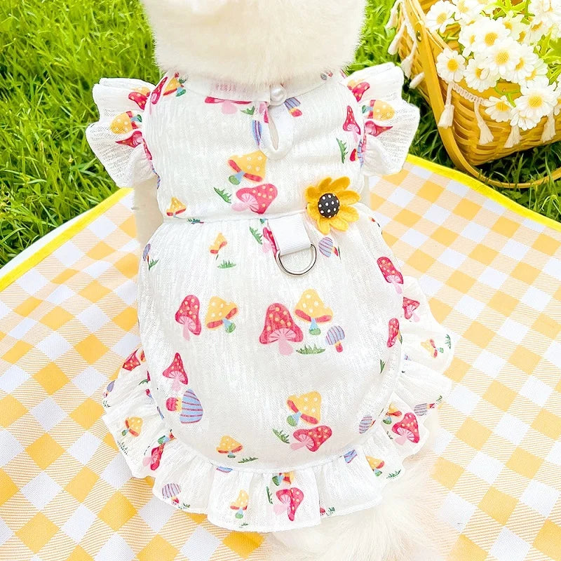 Princess Style Dog Dresses Summer Strawberry Dress for Dog Pet Puppy Clothes Cute Print Cat Wedding Skirt Chihuahua Dog Clothes