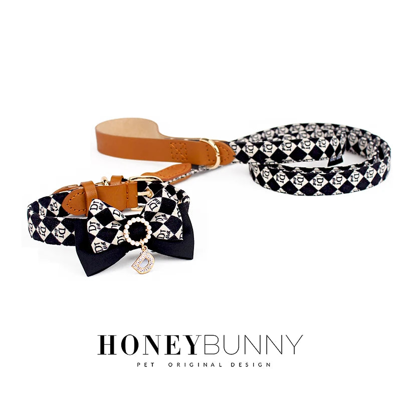 Fashion Bowknot Dog Collar Leash Set Pet Accessories Adjustable Bow Tie Cat Collar Teddy Bichon Pet Supplies Puppy Accessories