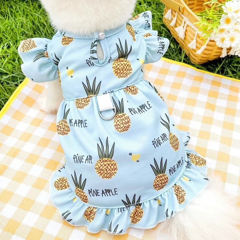 Princess Style Dog Dresses Summer Strawberry Dress for Dog Pet Puppy Clothes Cute Print Cat Wedding Skirt Chihuahua Dog Clothes