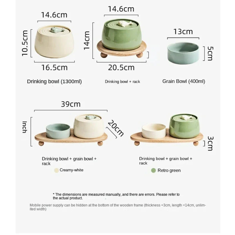 Cat Ceramic Automatic Circulating Filter Water Dispenser Pet Supplies Flow Mute Cat Dog Bowl Live Water Feeder Pet Supplies